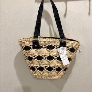 Cream and Black cornhusk Bag